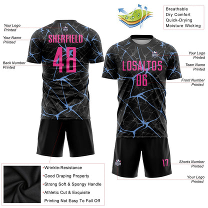 Custom Black Pink-Light Blue Sublimation Soccer Uniform Jersey - Sky-Custom