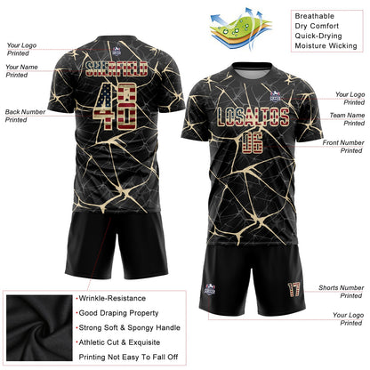 Custom Black Vintage USA Flag-City Cream Sublimation Soccer Uniform Jersey - Sky-Custom