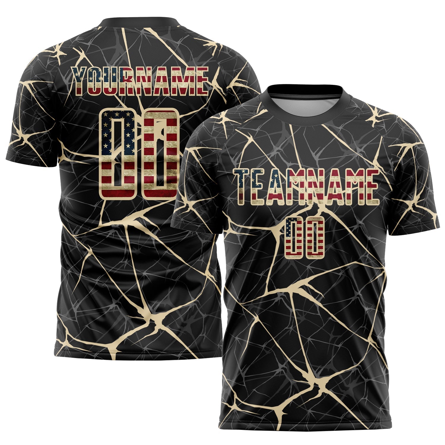 Custom Black Vintage USA Flag-City Cream Sublimation Soccer Uniform Jersey - Sky-Custom