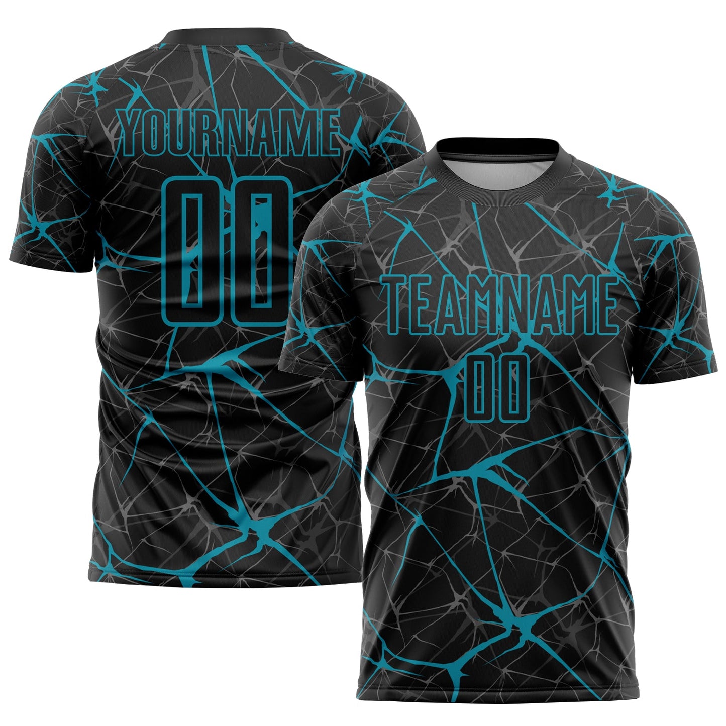 Custom Black Teal Sublimation Soccer Uniform Jersey - Sky-Custom