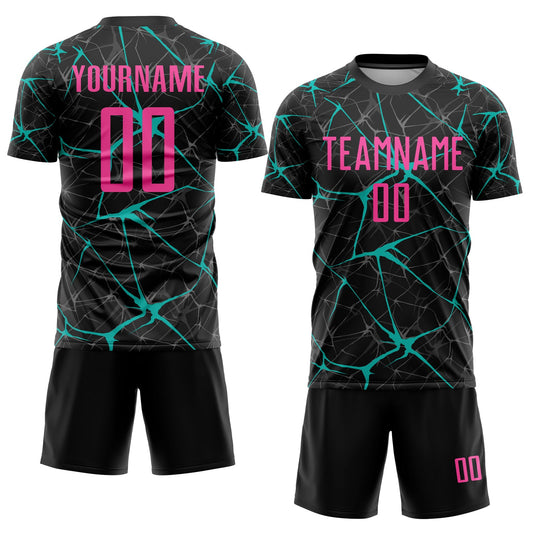 Custom Black Pink-Aqua Sublimation Soccer Uniform Jersey - Sky-Custom