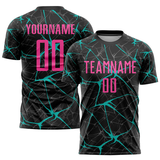Custom Black Pink-Aqua Sublimation Soccer Uniform Jersey - Sky-Custom