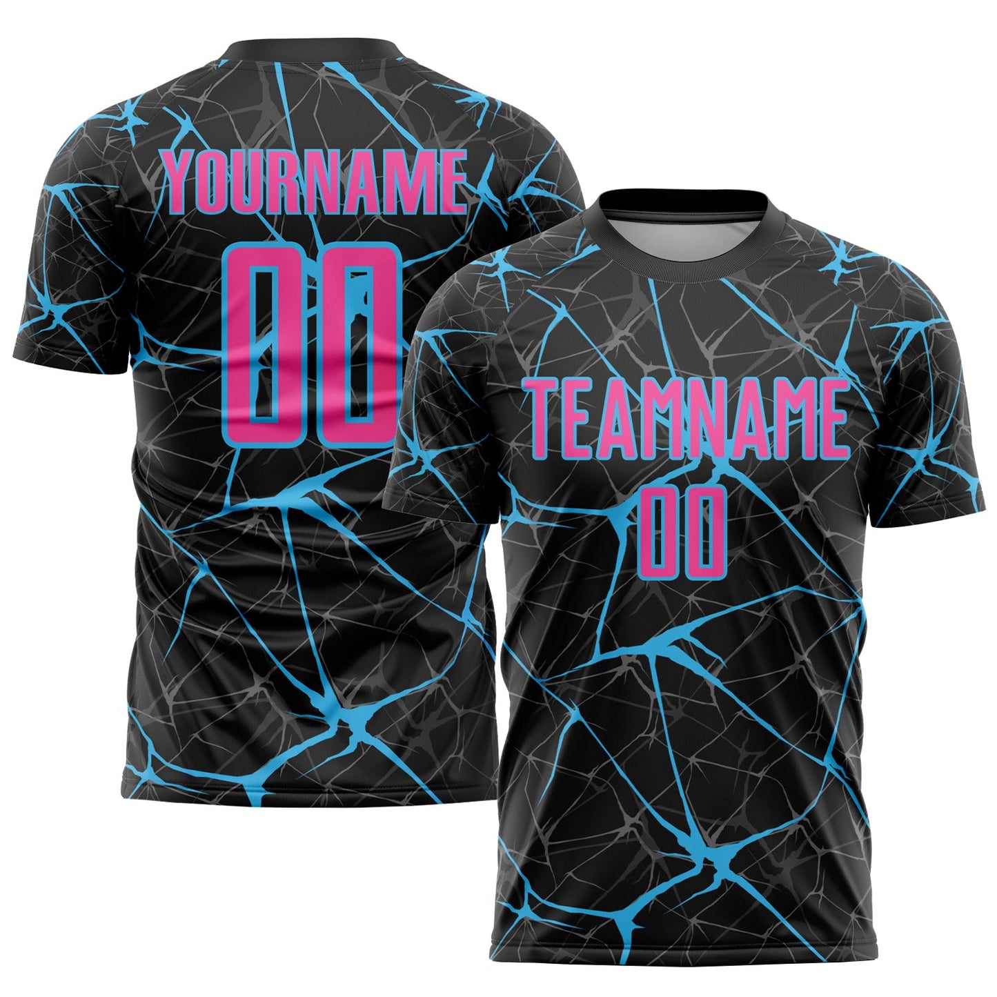 Custom Black Pink-Sky Blue Sublimation Soccer Uniform Jersey - Sky-Custom