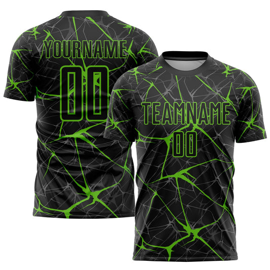 Custom Black Aurora Green Sublimation Soccer Uniform Jersey - Sky-Custom