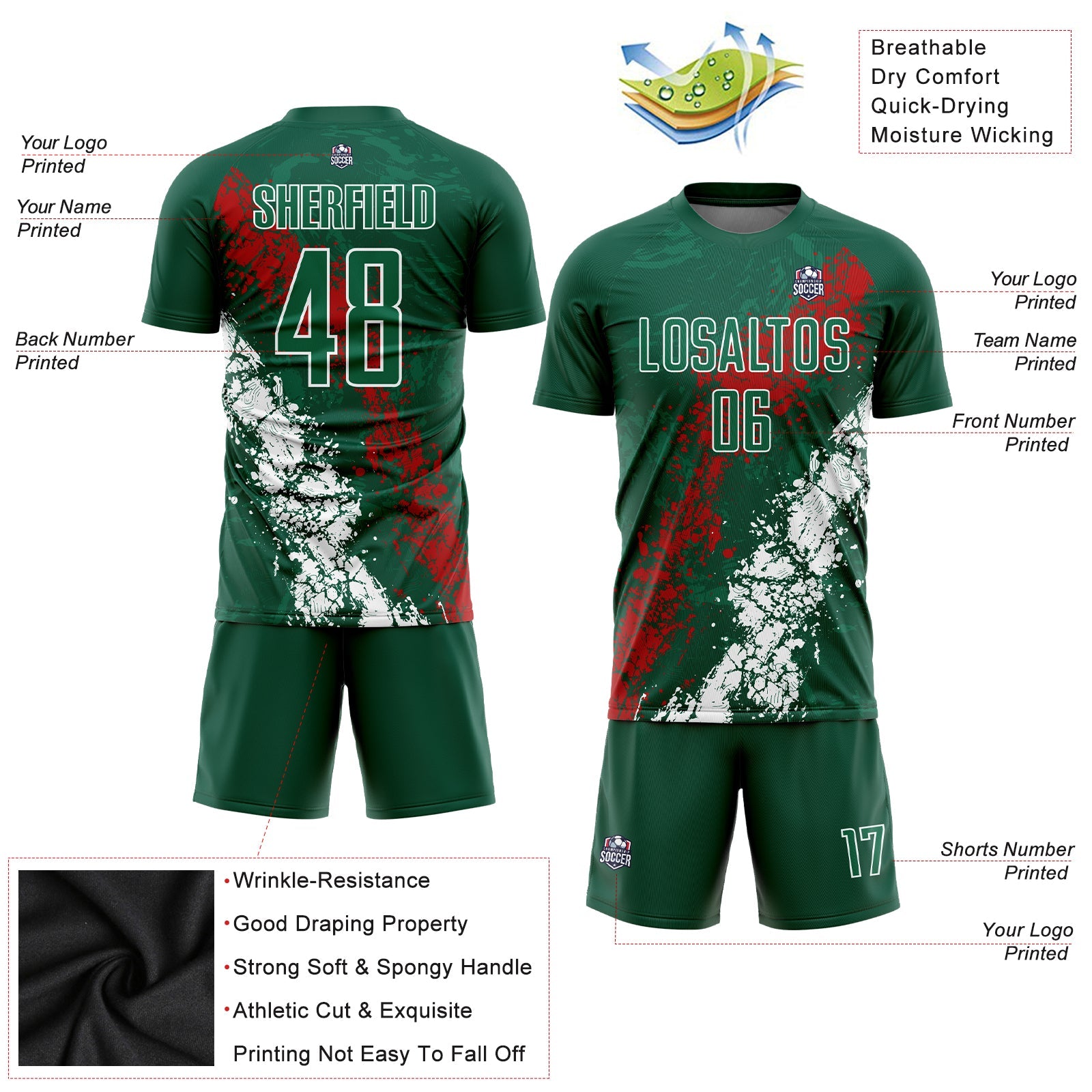 Custom Green Red-White Sublimation Mexico Soccer Uniform Jersey - Sky-Custom