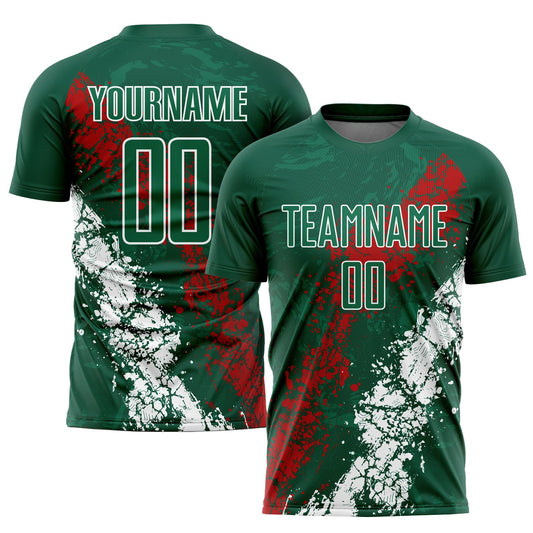 Custom Green Red-White Sublimation Mexico Soccer Uniform Jersey - Sky-Custom
