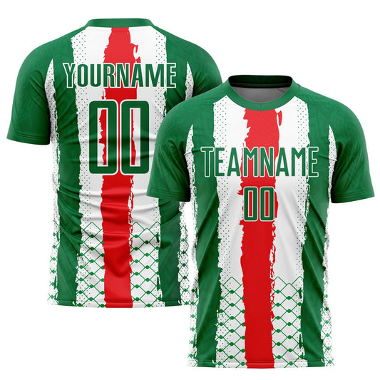 Custom Kelly Green Red-White Sublimation Mexico Soccer Uniform Jersey - Sky-Custom