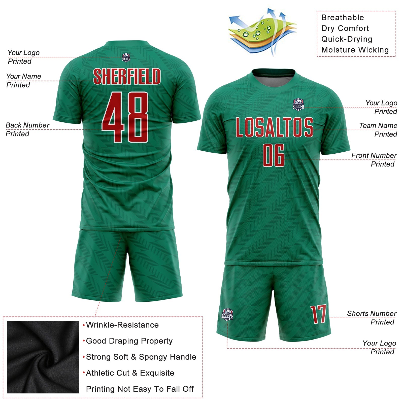 Custom Kelly Green Red-White Sublimation Mexico Soccer Uniform Jersey - Sky-Custom