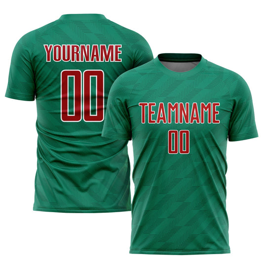 Custom Kelly Green Red-White Sublimation Mexico Soccer Uniform Jersey - Sky-Custom
