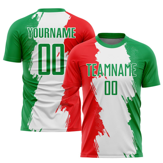 Custom Grass Green Red-White Sublimation Mexico Soccer Uniform Jersey - Sky-Custom