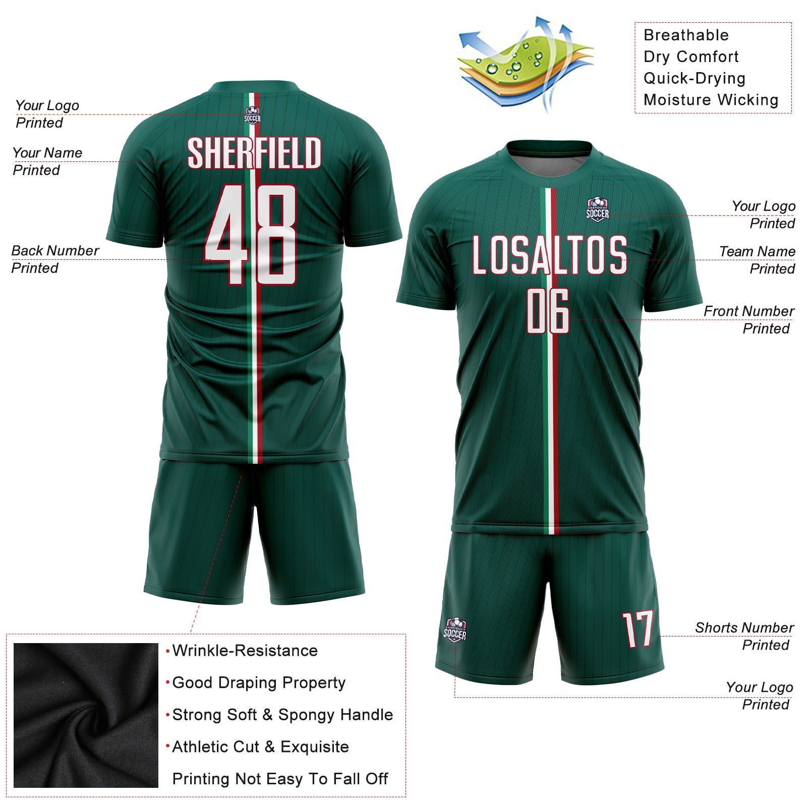 Custom Green White-Red Sublimation Mexico Soccer Uniform Jersey - Sky-Custom