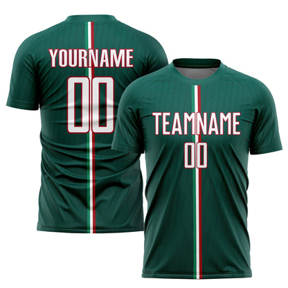 Custom Green White-Red Sublimation Mexico Soccer Uniform Jersey - Sky-Custom
