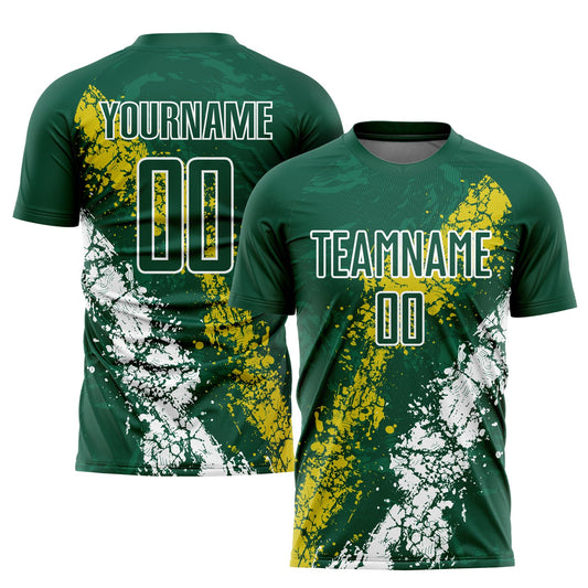 Custom Green Yellow-White Sublimation Soccer Uniform Jersey - Sky-Custom