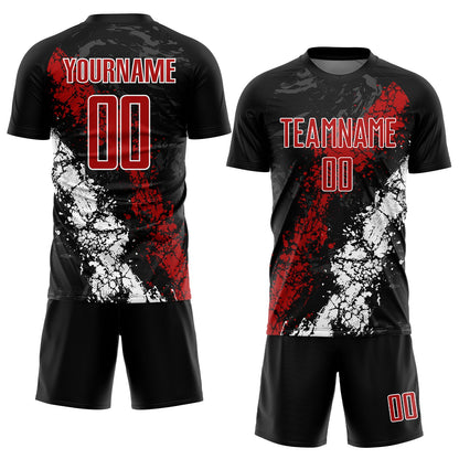 Custom Black Red-White Sublimation Soccer Uniform Jersey - Sky-Custom
