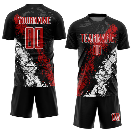 Custom Black Red-White Sublimation Soccer Uniform Jersey - Sky-Custom