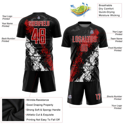 Custom Black Red-White Sublimation Soccer Uniform Jersey - Sky-Custom