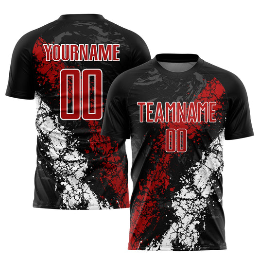 Custom Black Red-White Sublimation Soccer Uniform Jersey - Sky-Custom