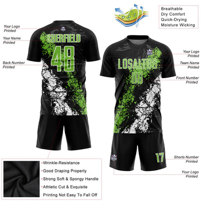 Custom Black Neon Green-White Sublimation Soccer Uniform Jersey - Sky-Custom