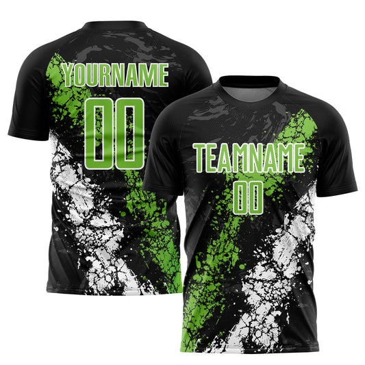 Custom Black Neon Green-White Sublimation Soccer Uniform Jersey - Sky-Custom