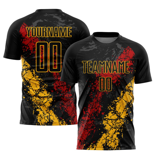 Custom Black Gold-Red Sublimation Soccer Uniform Jersey - Sky-Custom