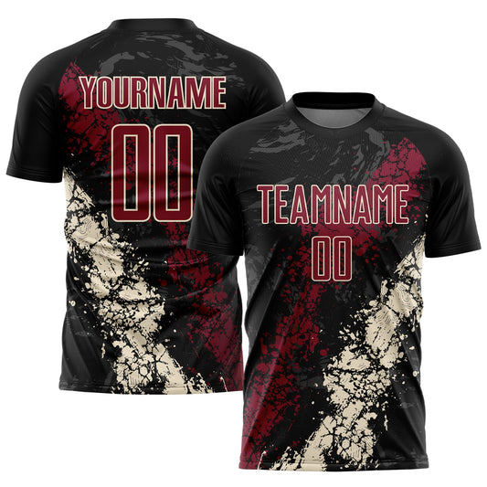 Custom Black Crimson-Cream Sublimation Soccer Uniform Jersey - Sky-Custom