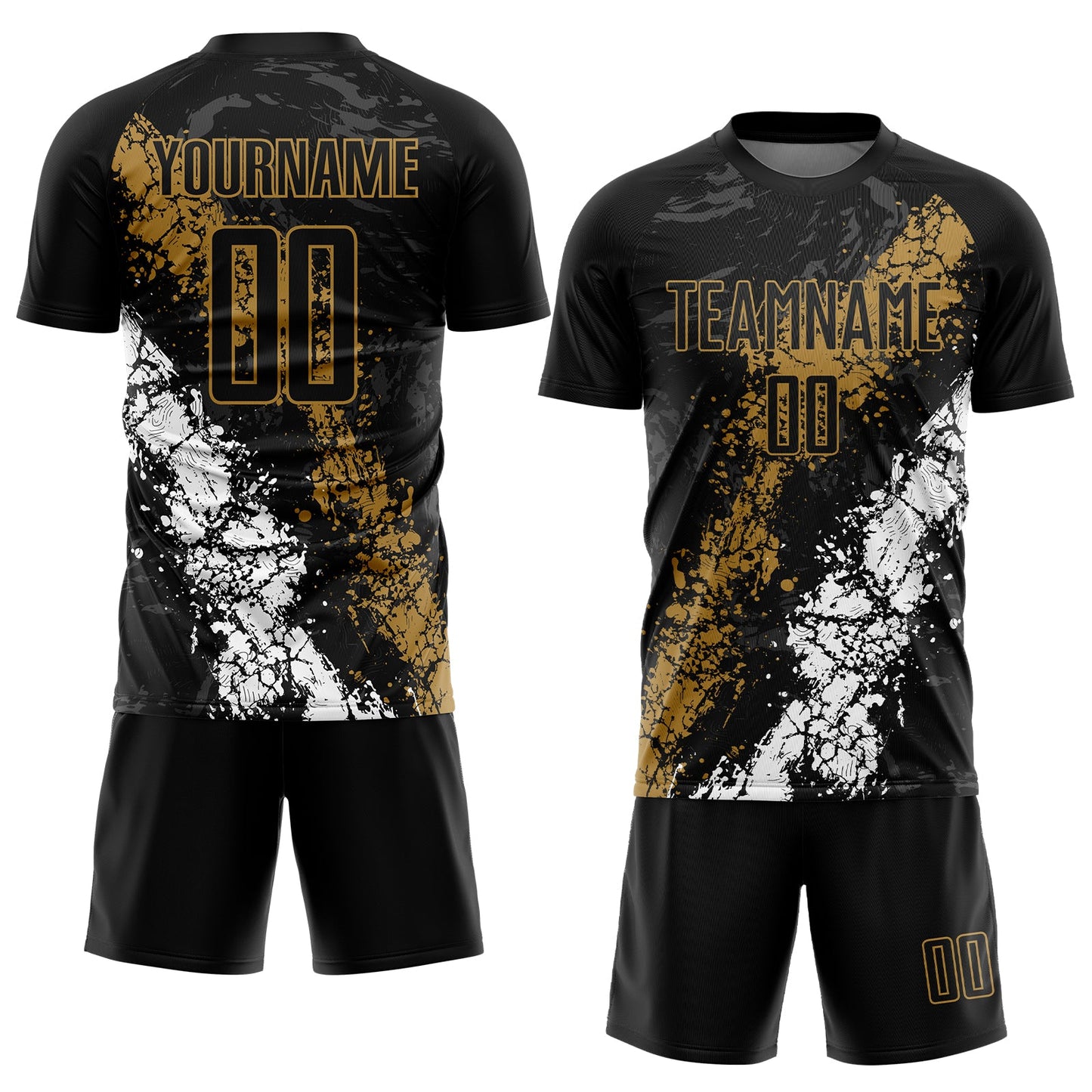 Custom Black Old Gold-White Sublimation Soccer Uniform Jersey - Sky-Custom