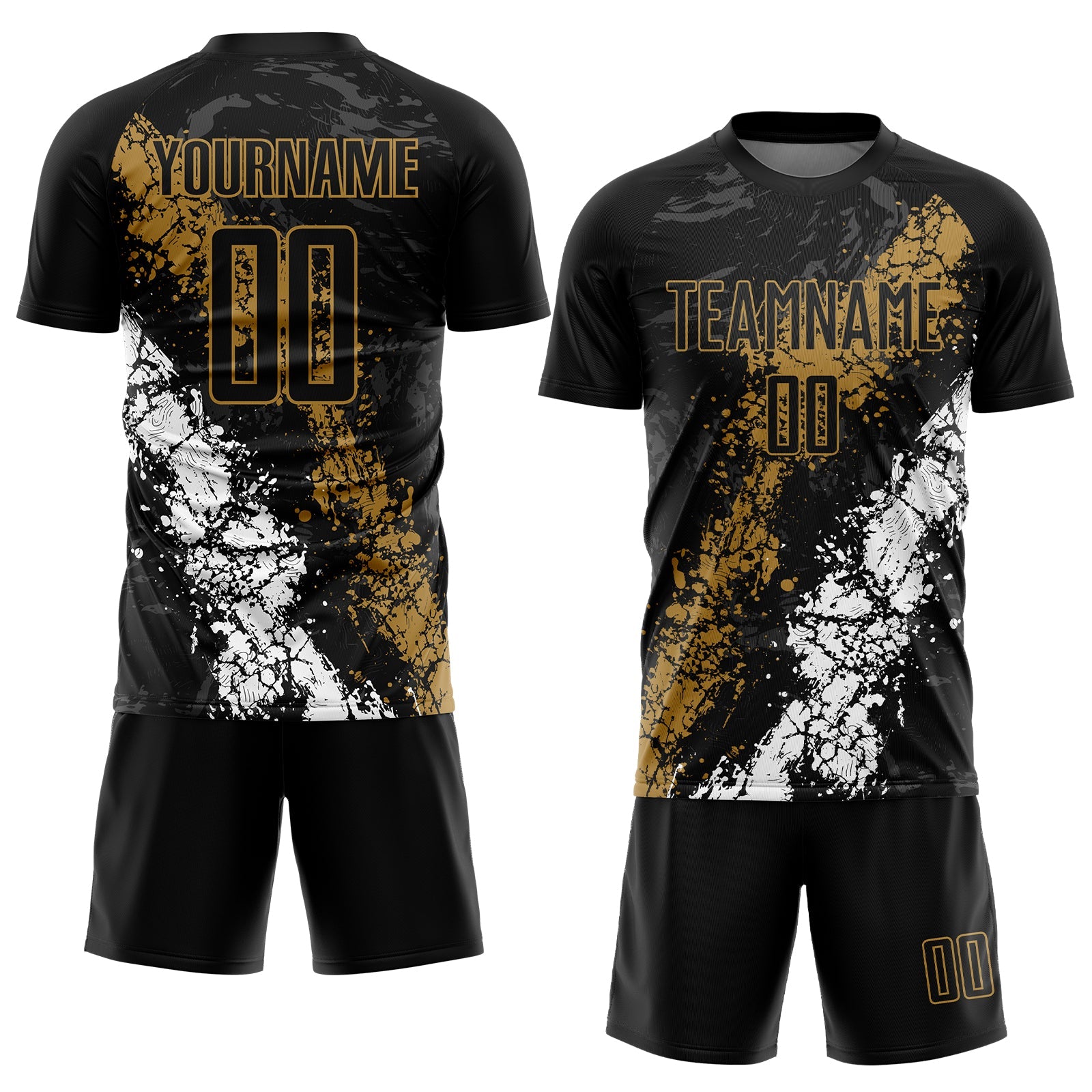 Custom Black Old Gold-White Sublimation Soccer Uniform Jersey - Sky-Custom
