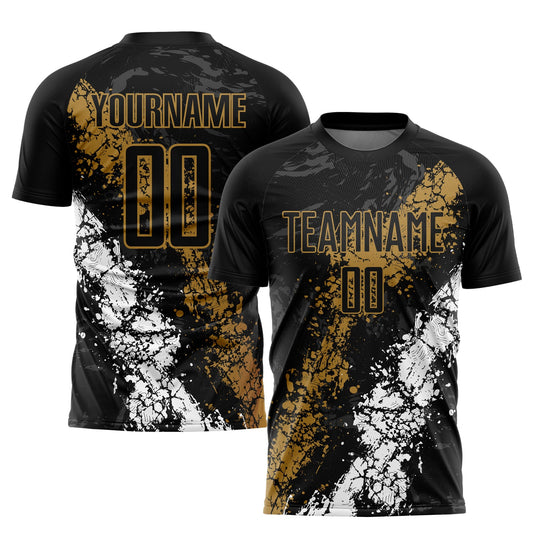 Custom Black Old Gold-White Sublimation Soccer Uniform Jersey - Sky-Custom