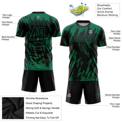 Custom Kelly Green Black Sublimation Soccer Uniform Jersey - Sky-Custom