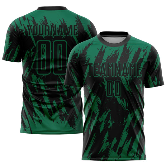 Custom Kelly Green Black Sublimation Soccer Uniform Jersey - Sky-Custom