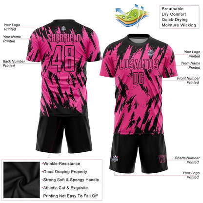 Custom Pink Black Sublimation Soccer Uniform Jersey - Sky-Custom