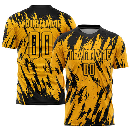 Custom Gold Black Sublimation Soccer Uniform Jersey - Sky-Custom