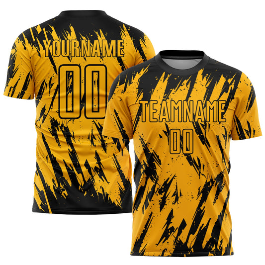 Custom Gold Black Sublimation Soccer Uniform Jersey - Sky-Custom