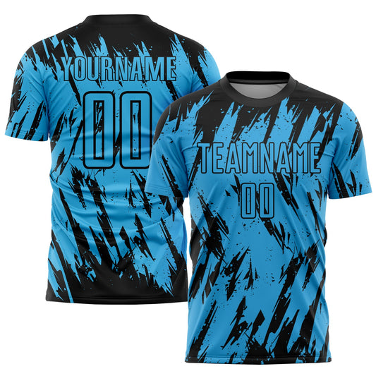 Custom Sky Blue Black Sublimation Soccer Uniform Jersey - Sky-Custom