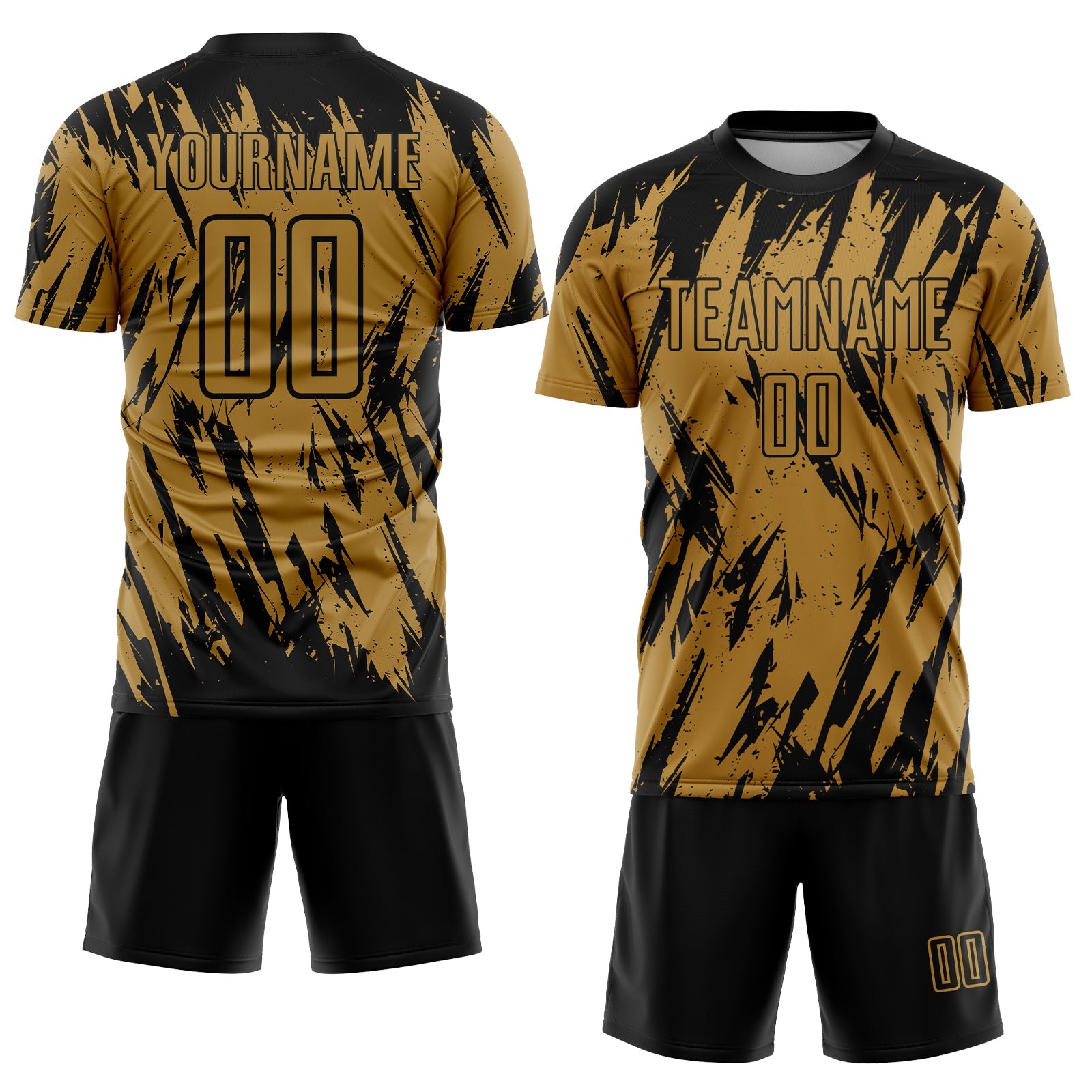 Custom Old Gold Black Sublimation Soccer Uniform Jersey - Sky-Custom