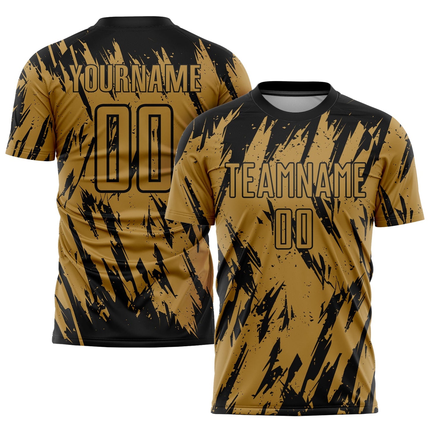 Custom Old Gold Black Sublimation Soccer Uniform Jersey - Sky-Custom