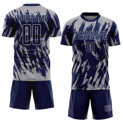 Custom Navy Gray Sublimation Soccer Uniform Jersey - Sky-Custom
