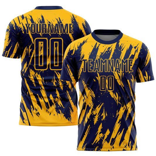 Custom Gold Navy Sublimation Soccer Uniform Jersey - Sky-Custom