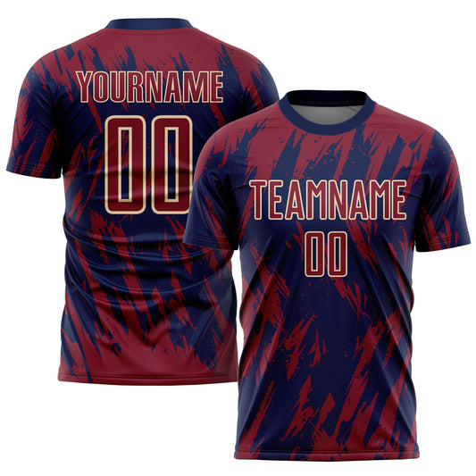 Custom Crimson Navy-City Cream Sublimation Soccer Uniform Jersey - Sky-Custom