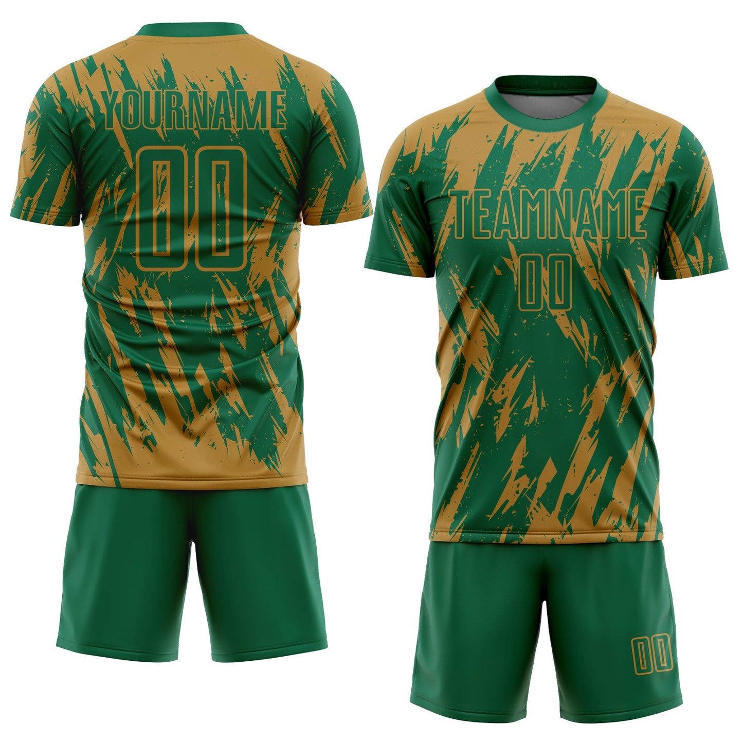 Custom Old Gold Kelly Green Sublimation Soccer Uniform Jersey - Sky-Custom