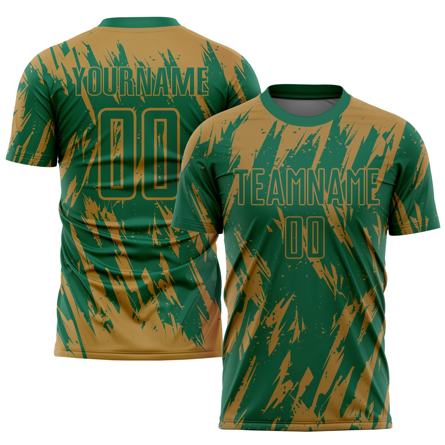 Custom Old Gold Kelly Green Sublimation Soccer Uniform Jersey - Sky-Custom