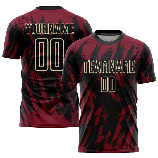 Custom Crimson Black-City Cream Sublimation Soccer Uniform Jersey - Sky-Custom