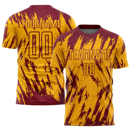 Custom Gold Crimson Sublimation Soccer Uniform Jersey - Sky-Custom