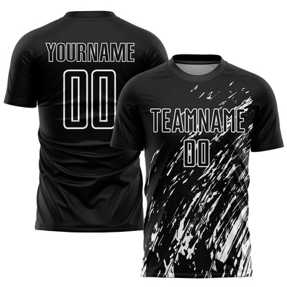 Custom Black White Sublimation Soccer Uniform Jersey - Sky-Custom
