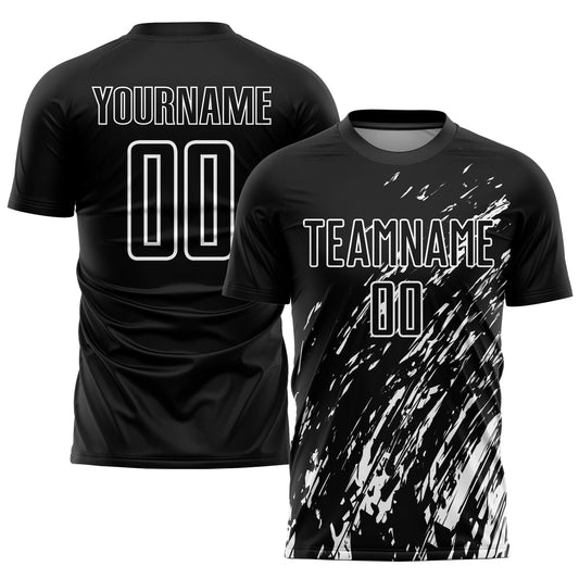 Custom Black White Sublimation Soccer Uniform Jersey - Sky-Custom