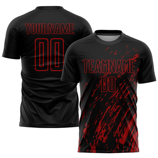 Custom Black Red Sublimation Soccer Uniform Jersey - Sky-Custom