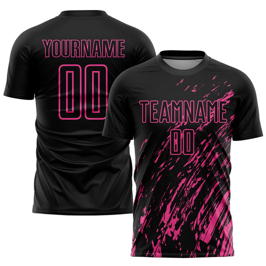 Custom Black Pink Sublimation Soccer Uniform Jersey - Sky-Custom