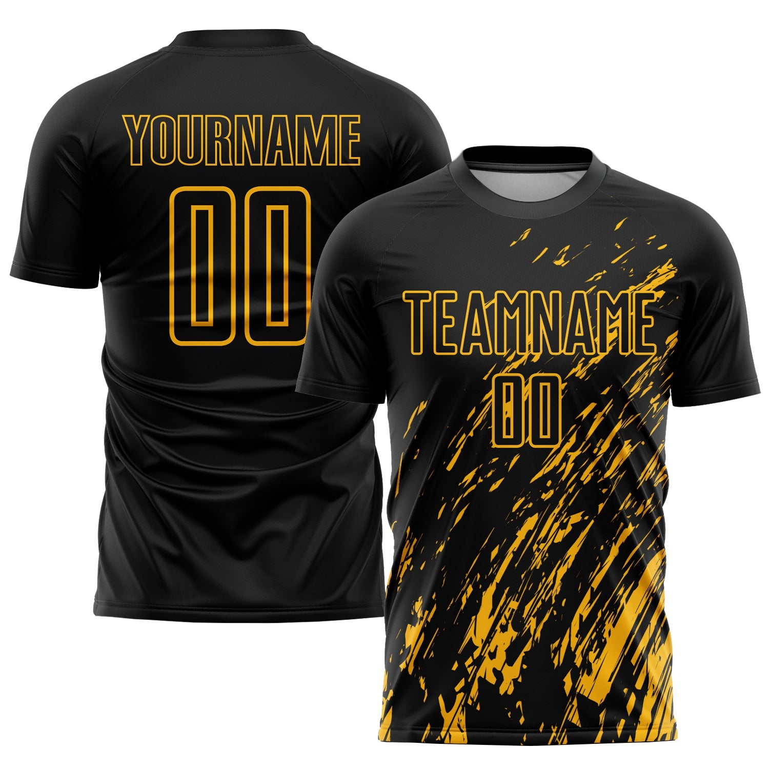 Custom Black Gold Sublimation Soccer Uniform Jersey - Sky-Custom