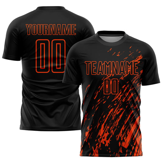 Custom Black Orange Sublimation Soccer Uniform Jersey - Sky-Custom