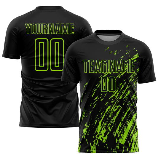 Custom Black Neon Green Sublimation Soccer Uniform Jersey - Sky-Custom